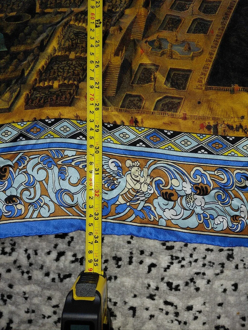 Vintage Heidelberg Castle 100% Silk Scarf 34x34 Blue Baroque Germany Travel CC